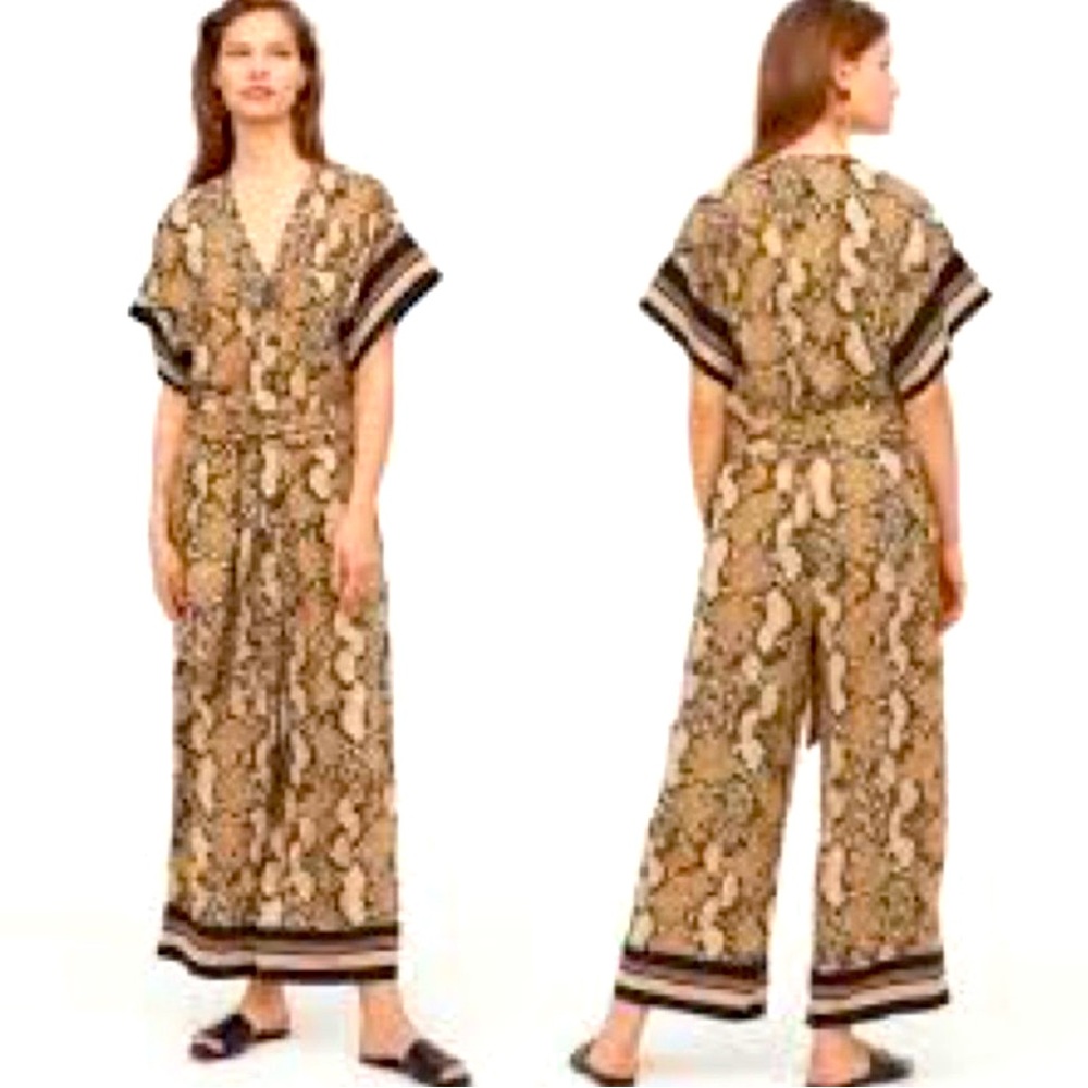 H&M Women’s Size 6 Jumpsuit Snakeskin Wide Leg V Neck